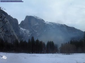 snowy mountain half dome yosemite national park