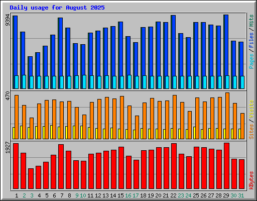 Daily usage for August 2025